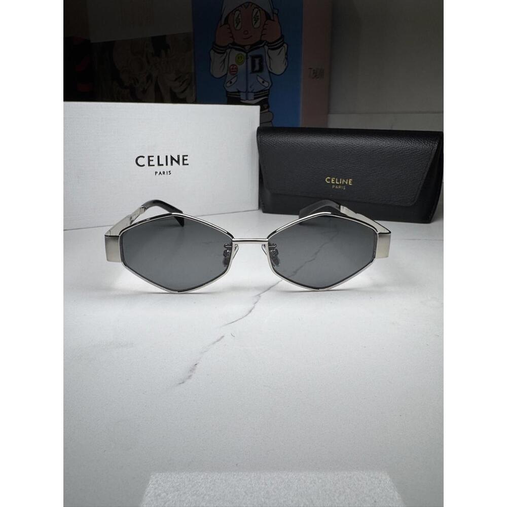 CELINE Triomphe Metal Round Sunglasses, 54mm